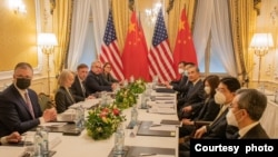 美國國家安全顧問沙利文2023年5月10日曾在維也納同中國外長舉行過會談。圖為當時會談的情景。