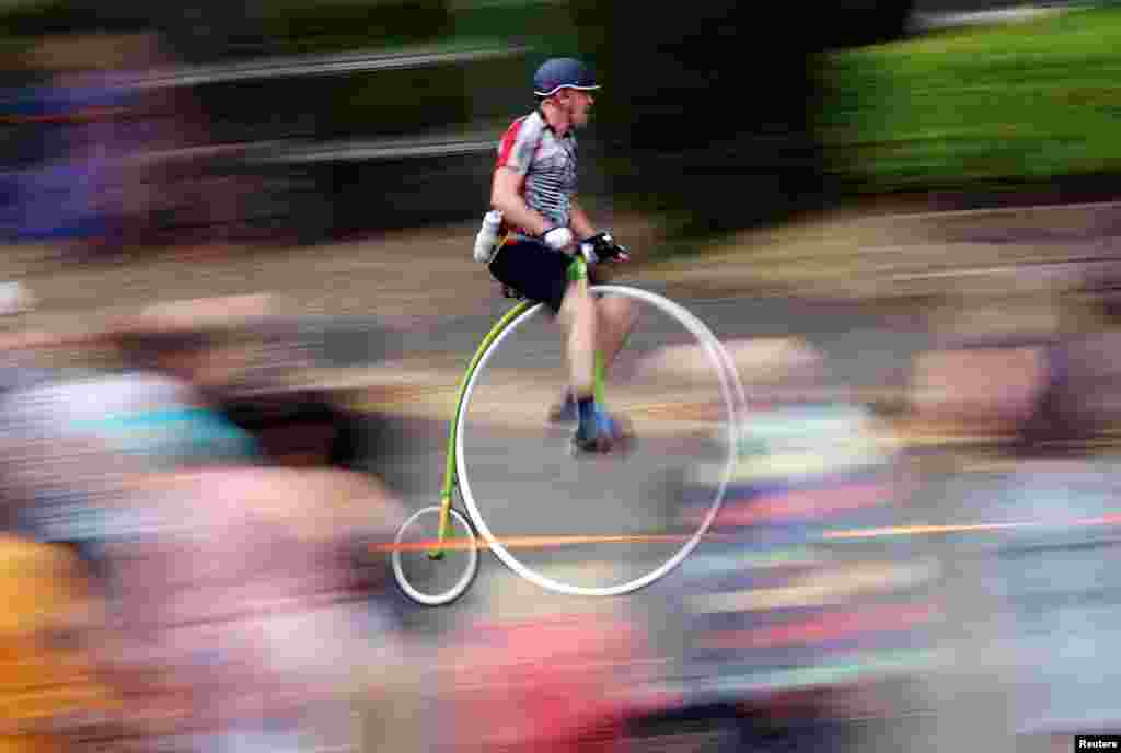 A rider participates during the Knutsford Great Race in Knutsford, Britain.