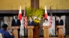 Američki ministar odbrane Lloyd Austin, s državnim sekretarom Antonyjem Blinkenom, govore tokom zajedničke konferencije za novinare sa svojim kolegama, japanskom ministricom vanjskih poslova Yoko Kamikawa i ministrom odbrane Minoru Kihara, u Tokiju, 28. jula 2024.