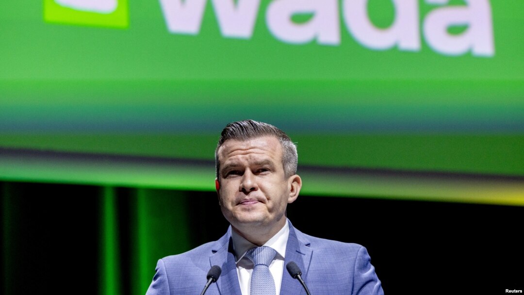 世界反興奮劑機構(WADA) 主席班卡出席2024年3月12日在瑞士洛桑舉行的世界反興奮劑機構研討會.（資料圖片）