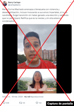 Captura de desinformación en X.