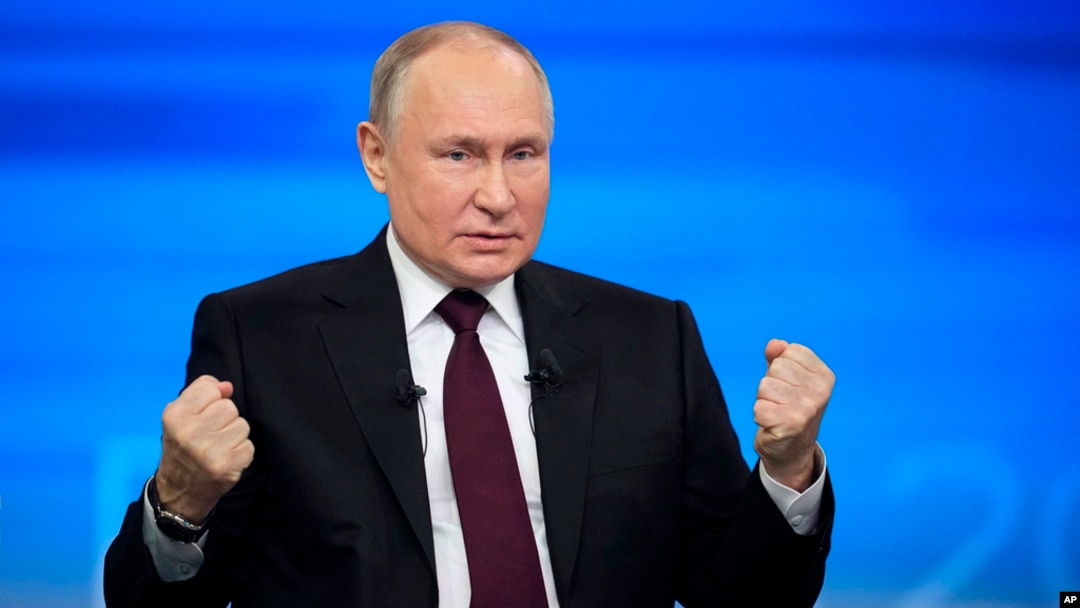 Ruski predsednik Vladimir Putin na konferenciji za novinare u Moskvi