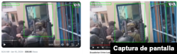 Comparación de otro fotograma del clip viral (izquierda) con uno del video de VOA (derecha).