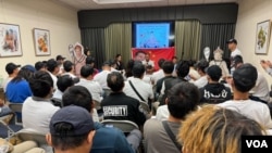 2023年11月14日，中國異議人士在美國洛杉磯台灣會館召開了“洛杉磯民主派前往三藩市抗議習近平活動”的記者會。 （美國之音特約記者張木林拍攝）