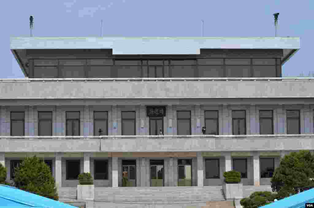North Korea's Panmungak Building in the Joint Security Area, April 17, 2013. (VOA/S. Herman)