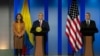 El presidente de Colombia, Iván Duque, la canciller Marta Lucia Ramírez y el embajador de Estados Unidos en Colombia, Philip S. Goldberg, anuncian la próxima llegada al país de 4.000 refugiados afganos. Foto cortesía de la Presidencia de la República.