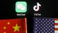 美中國旗與tiktok和微信的app