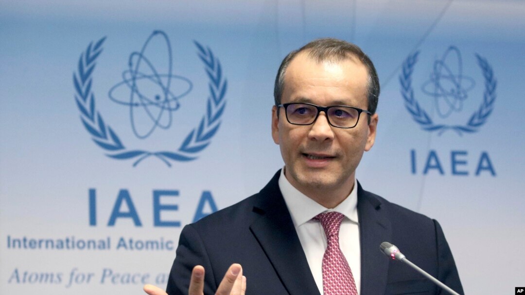 Acting Director General of the International Atomic Energy Agency (IAEA) Cornel Feruta addresses the media during a news conference at the International Center in Vienna, Austria, Nov. 21, 2019.