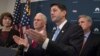 House Speaker Paul Ryan (foreground) is joined by fellow Republicans, including Vice President-elect Mike Pence (second left), at a news conference following a closed-door meeting at the Capitol in Washington, Jan. 4, 2017. Both Ryan and Pence have vowed to repeal and replace President Obama's healthcare law now that their party is in control of the White House and Congress.