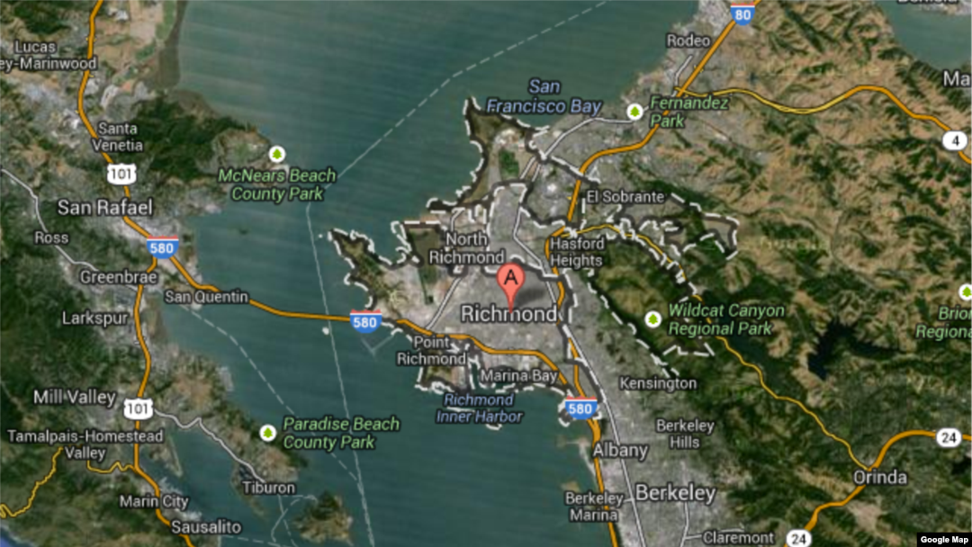 The body of a shot teenager was visible on a Google Maps satellite image near Richmond, California. 