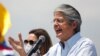 El presidente de Ecuador, Guillermo Lasso, durante un acto de campaña en Guayaquil en abril de 2021.