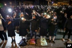 香港反送中運動中學生舉行示威集會。(2019年12月13日)