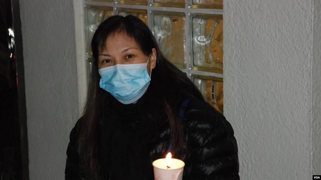 菲律賓人質事件傷者易小玲出席燭光集會支持李慧玲 (美國之音湯惠芸)
