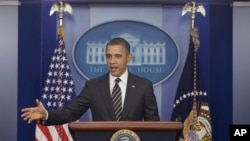 Barack Obama, presidente dos Estados Unidos falando a imprensa na Casa Branca (Arquivo)