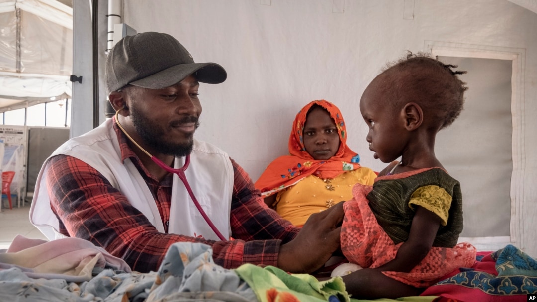 FILE - Sudanese Children suffering from malnutrition are treated at an MSF clinic in Metche Camp, Chad, near the Sudanese border, on April 6, 2024. 