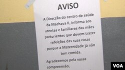Aviso na Maternidade do Centro de Saúde da Machava II