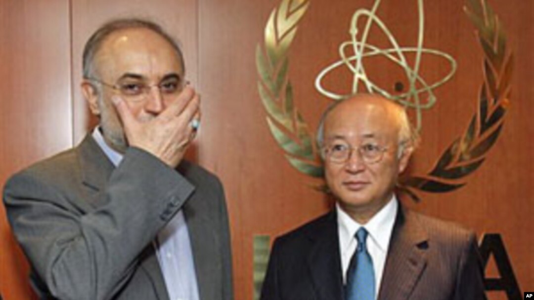 Director General of the International Atomic Energy Agency [IAEA] Yukiya Amano (R) from Japan, welcomes Iranian Foreign Minister Ali Akbar Salehi (L) prior to their talks at the International Center in Vienna, Austria, July 12, 2011 (file photo)