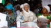FILE - Gambia new vice president, Fatoumata Jallow Tambajang (center), is seen during President Adama Barrow's swearing-in ceremony and the Gambia's Independence day ceremony at Independence Stadium, in Bakau, Gambia, Feb. 18, 2017. 
