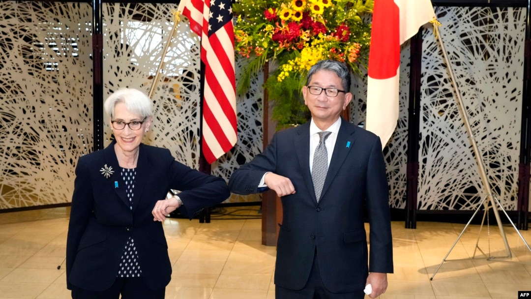 美國常務副國務卿謝爾曼與日本副外相森健良舉行會晤。（2021年7月21日）