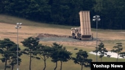 한국 성주에 배치된 미군 사드 발사대.