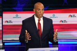 Democratic presidential hopeful U.S. Senator from New Jersey Cory Booker participates in the first Democratic primary debate of the 2020 presidential campaign at the Adrienne Arsht Center for the Performing Arts in Miami, June 26, 2019.