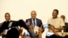 Da esquerda para a direita: Abel Chivukuvuku, Adalberto Costa Júnior, Filomeno Vieira Lopes, na apresentação da Frente Patriótica Unida. Luanda, Angola. 5 de Outubro 2021