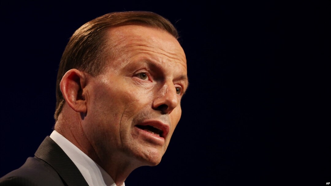 FILE - Australia's Prime Minister Tony Abbott speaks to the media during a press conference at the conclusion of the G-20 summit in Brisbane, Australia.