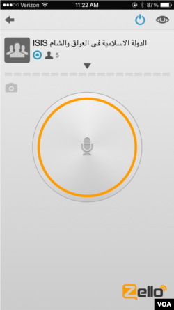 This iPhone screenshot shows a Zello channel purporting to belong to the "Islamic State of Iraq and Al Sham"