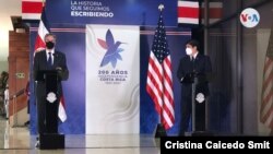 El secretario de Estado Antony Blinken sostuvo un encuentro con el presidente de Costa Rica, Carlos Alvarado Quesada, el 1 de junio de 2021. [Foto: VOA/Cristina Caicedo Smit]