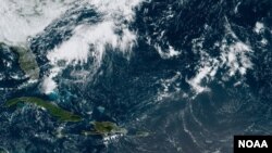 NOAA Satellite image of storm activity in the Caribbean, Aug. 25, 2019