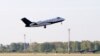 A German special medical plane takes off with Russian opposition leader Alexei Navalny onboard from an airport in Omsk, Russia, Aug. 22, 2020. 