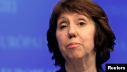 EU foreign policy chief Catherine Ashton holds a news conference, January 17, 2013. (File) 