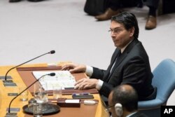 Izraelski ambasador, Deni Danon, govori tokom sednice Saveta bezbednosti, 1. juna 2018. u Ujedinjenim nacijama