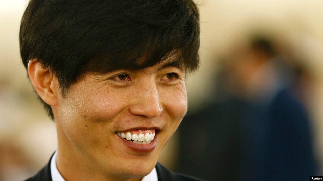 FILE - Human rights activist and North Korean defector Shin Dong-hyuk, smiles before a session of the Human Rights Council on the report of the Commission of Inquiry on Human Rights in North Korea at the United Nations in Geneva.