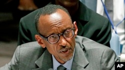 FILE- Rwandan President Paul Kagame speaks during a United Nations Security Council meeting at U.N. headquarters, Sept. 24, 2014.
