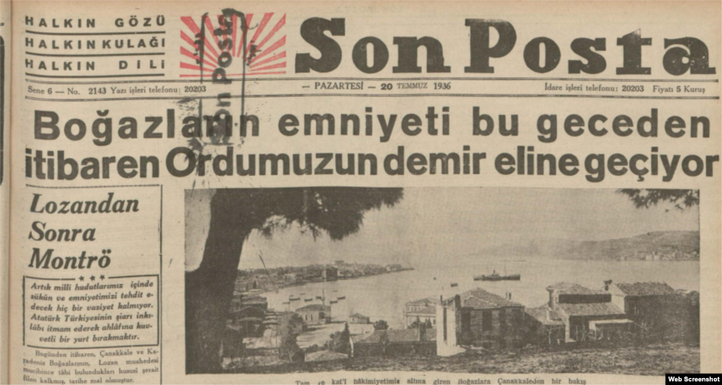 Montrö Sözleşmesi'nin imzalanmasıyla ilgili gazete başlıkları