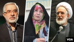 مهدی کروبی، میرحسین موسوی، و زهرا رهنورد به دلیل اعتراض به نتایج انتخابات حصر خانگی شدند. (آرشیو)