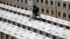 An official prepares ballot boxes before their distribution to polling stations in a warehouse in Jakarta, Indonesia, Apr. 15, 2019. 