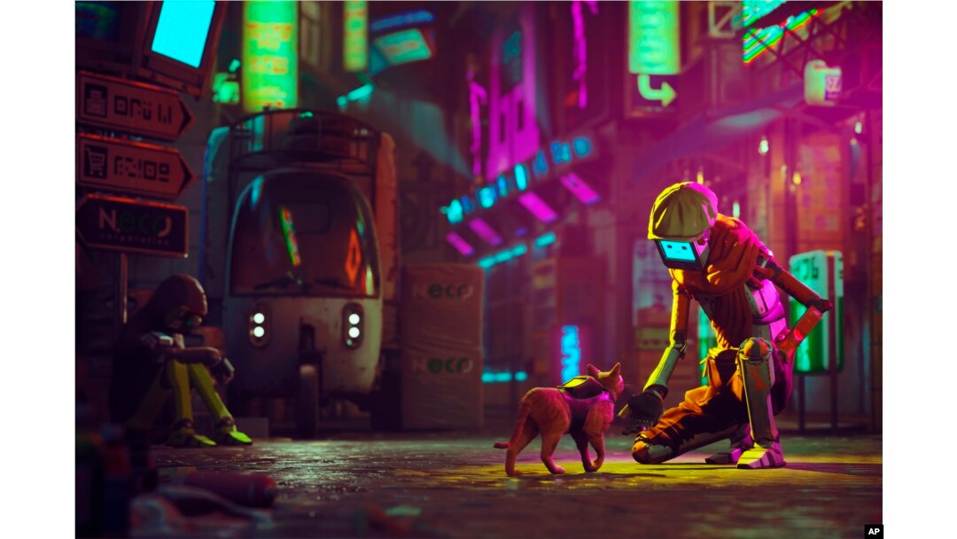 In this image provided by Annapurna Interactive, art from the "Stray" video game, developed by BlueTwelve Studio and released on July 19, 2022, is seen. (Annapurna Interactive via AP)