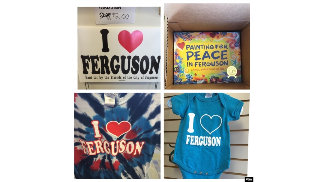 Merchandise from the 'I Love Ferguson' shop. (Victoria Macchi/VOA News)