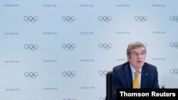 토마스 바흐 국제올림픽위원회(IOC) 위원장이 27일 스위스 로잔에서 기자회견을 했다.