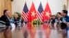 U.S. Secretary of State Mike Pompeo, left, meets with Vietnamese Deputy Prime Minister and Foreign Minister Pham Binh Minh, right, at the Ministry of Foreign Affairs in Hanoi, Vietnam, July 9, 2018