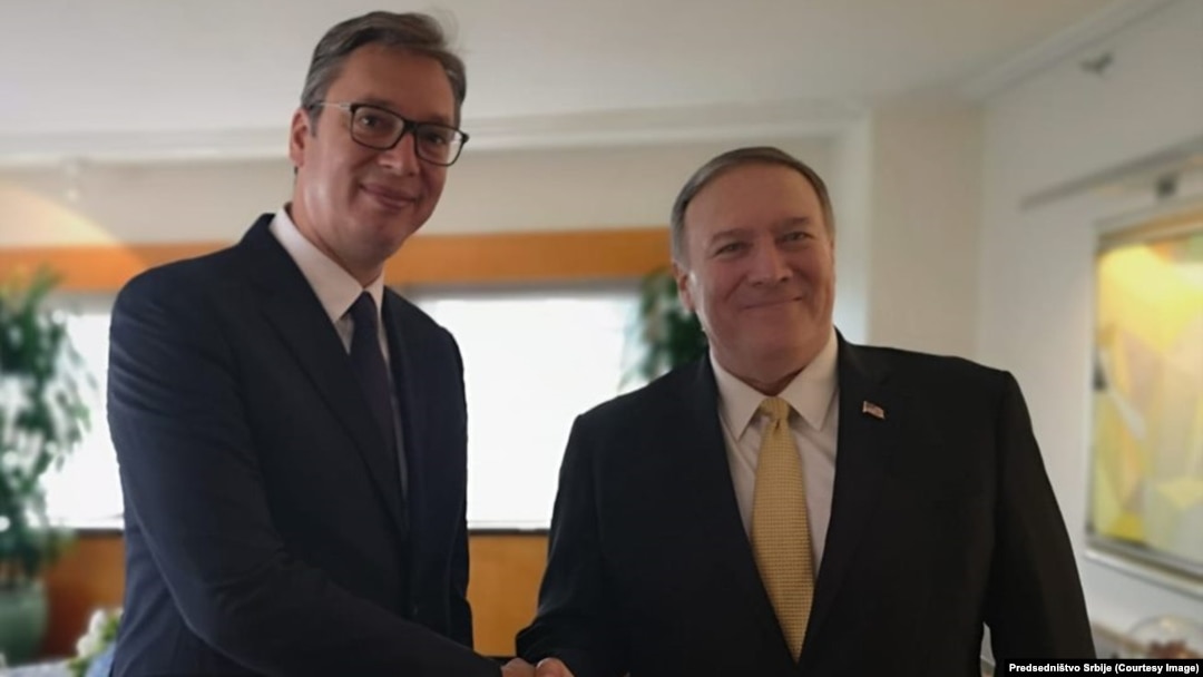 Državni sekretar SAD Majk Pompeo i predsednik Srbije Aleksandar Vučić, tokom susreta u Njujorku, 20. avgusta 2019.