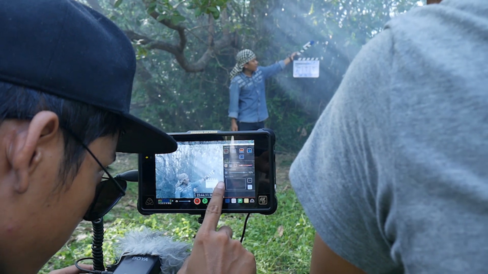 Crew on the set of "The Witch."