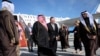 U.S. Secretary of State Mike Pompeo is welcomed by Bahraini Foreign Minister Khalid bin Ahmed Al Khalifa after arriving at Manama International Airport in Manama, Bahrain, Jan. 11, 2019. 