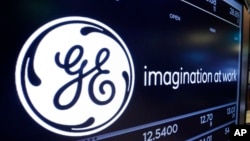 紐約股票交易所的一處通用電氣(GE)標識。(2017年6月12日)
