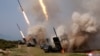 North Korean military conducts a "strike drill" for multiple launchers and tactical guided weapon into the East Sea during a military drill in this May 4, 2019, photo supplied by the Korean Central News Agency (KCNA).