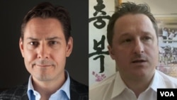 資料照片- 加拿大公民康明凱(Michael Kovrig ) （左）和邁克爾·斯帕弗(Michael Spavor)（右）被中國以涉嫌危害國家安全的指稱分別被捕。