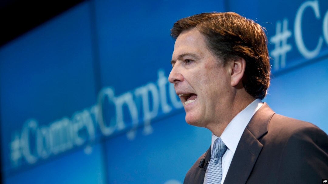FBI Director James Comey speaks about the impact of technology on law enforcement, Thursday, Oct. 16, 2014, at Brookings Institution in Washington. 